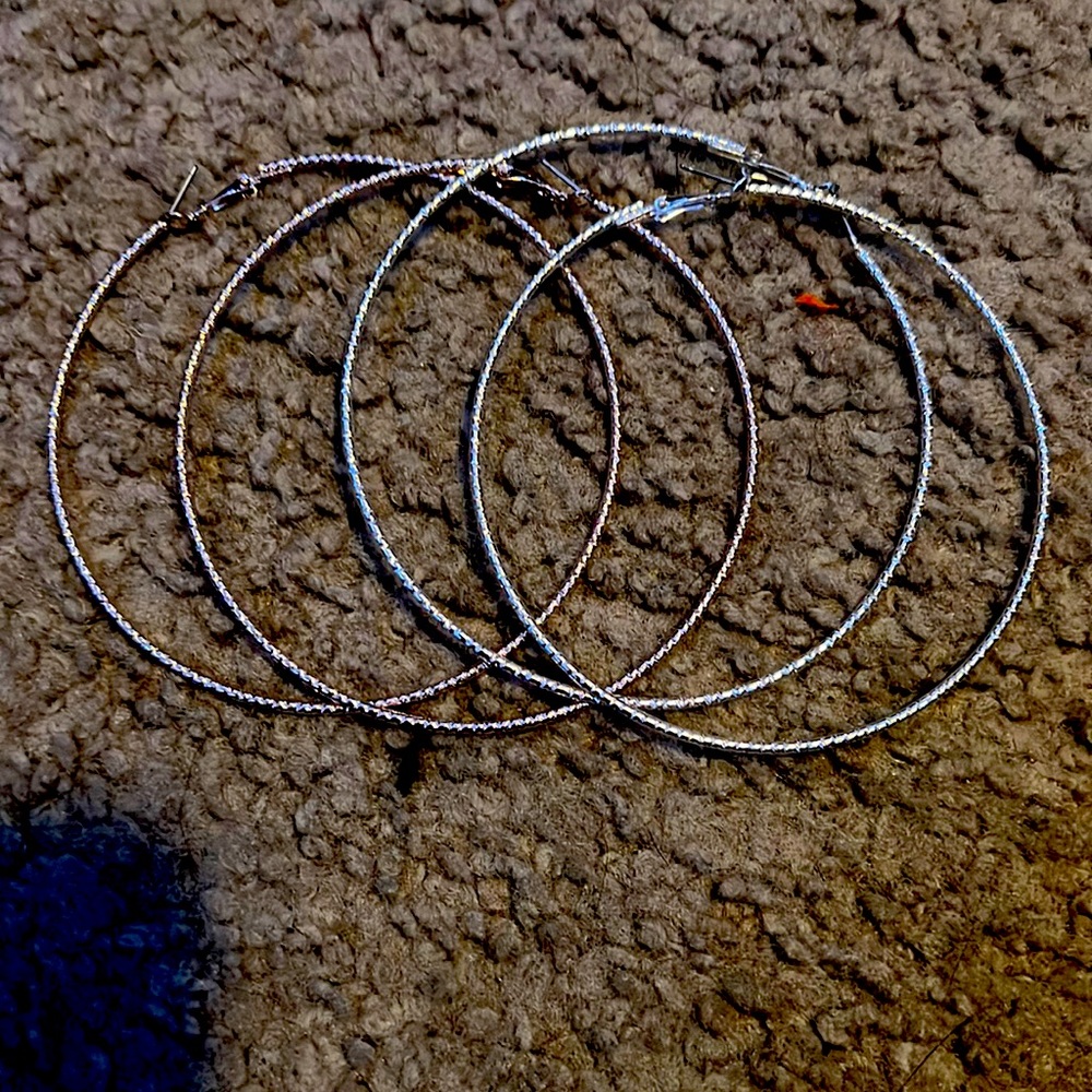 Large hoop earrings - silver & rose gold